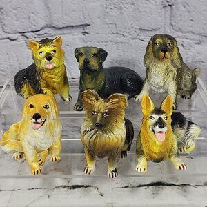 Vtg New-Ray Lot of 6 Dog Figures Mixed Breeds Setter Terrier Spaniel Foundland‎